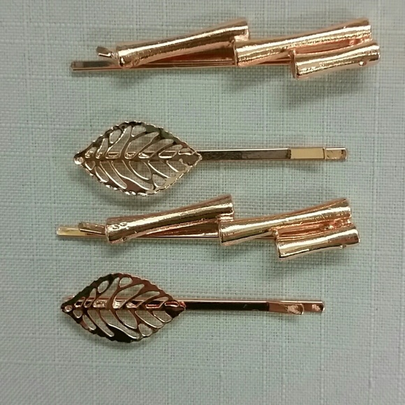 Rose Gold Metal Leaf & Branch Bobbies Pins main image 8